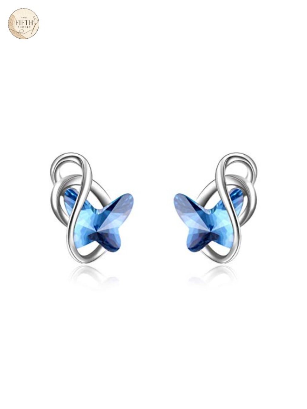Sterling Silver Infinity Butterfly Stud Earrings Crystal Hypoallergenic Gift